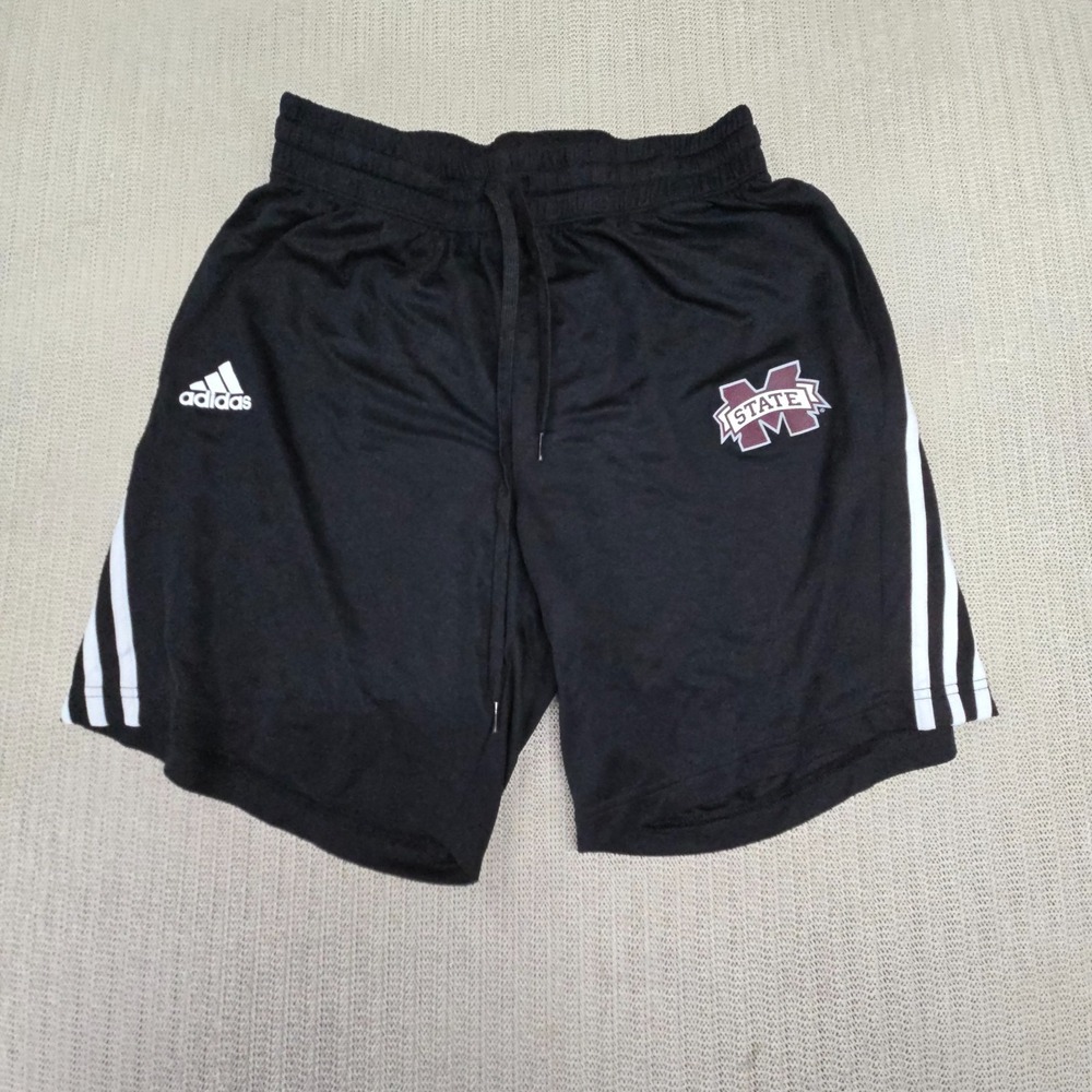 Adidas Mississippi State Bulldogs Shorts Mens Large Black 3 Stripe SEC Football